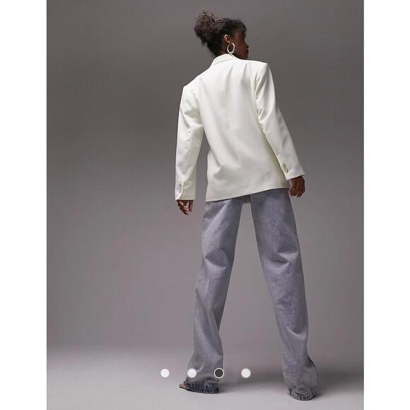 TOPSHOP New Womens 90s Double Breasted Oversized Blazer Cream 12 Academia Career - Picture 3 of 13